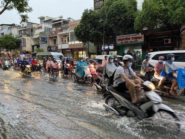 Flooded street in Ho Chi Minh City during the wet season