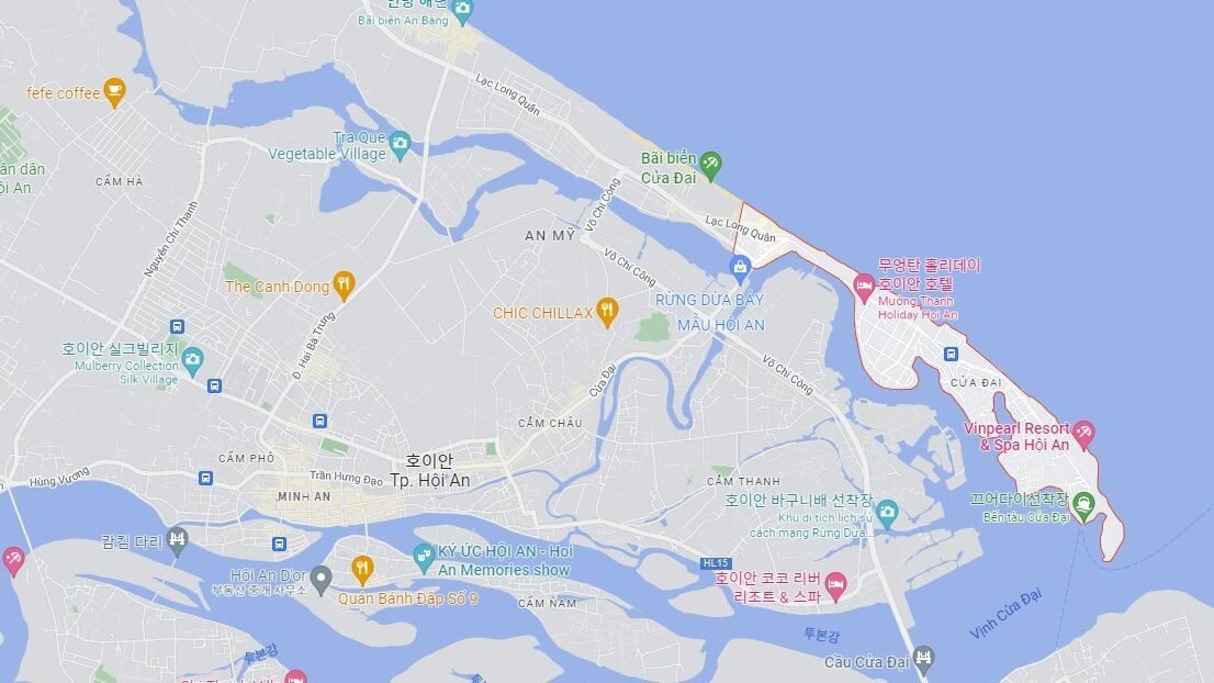 Cua Dai and Cam An beach resort area in Hoi An