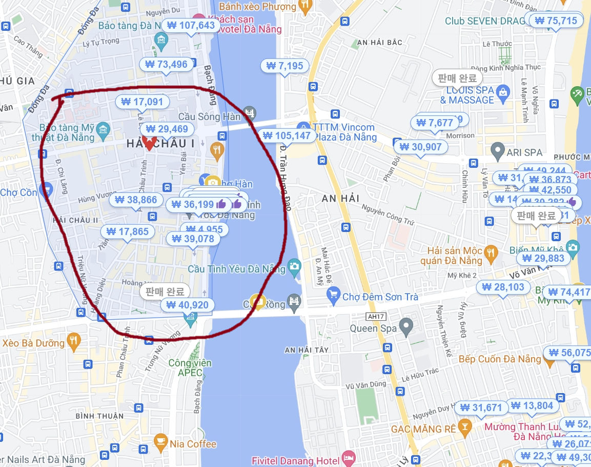 Agoda hotels map near Han River