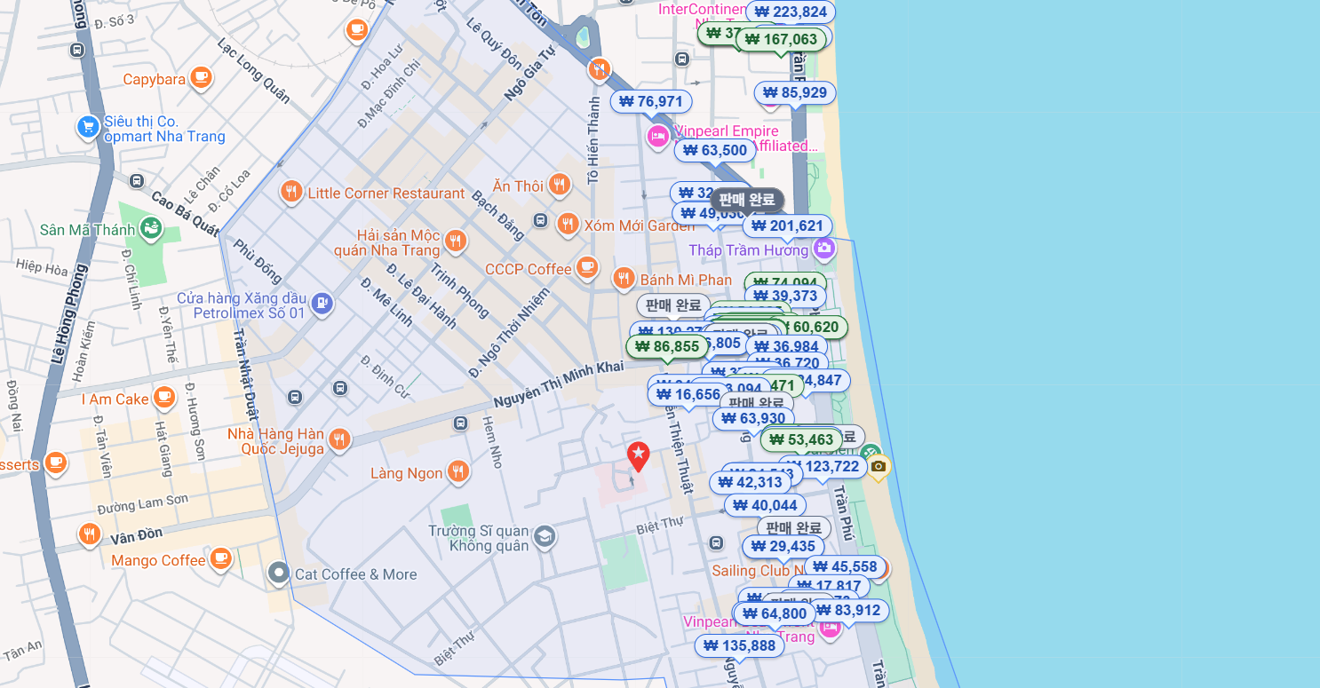 Hotels concentrated along Tran Phu road in Nha Trang